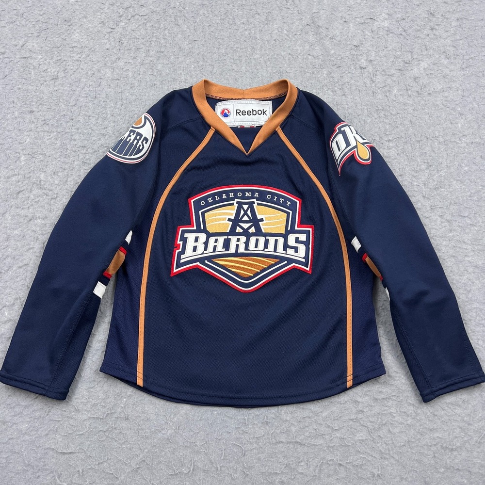 Reebok CCM Oklahoma City Barons Hockeyโ Jersey Youth Small Blue AHL Canada Shirt